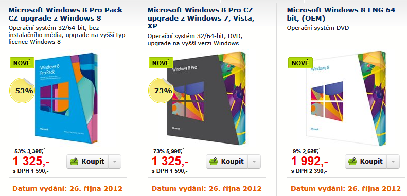Ceny Windows 8
