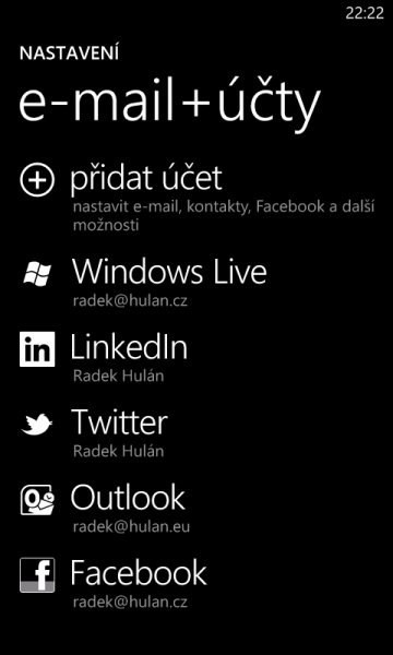 Windows Phone 7.5 screenshoty