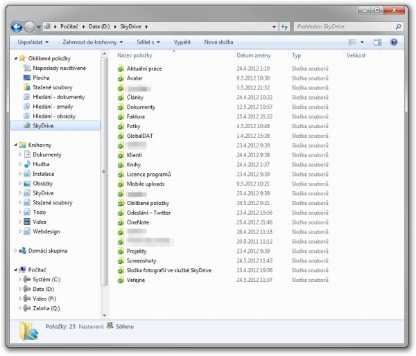 SkyDrive soubory na desktopovém PC