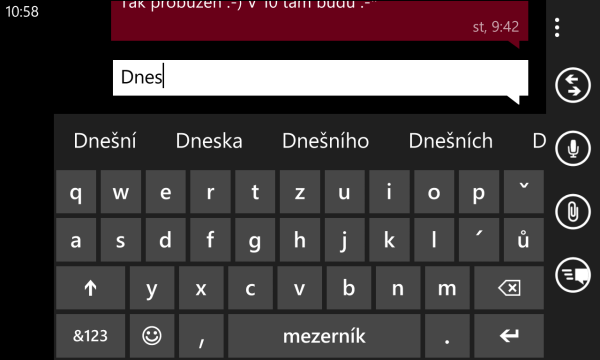 Windows Phone 8 klávesnice